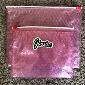 2 Glossier Pink Bubble Pouch with 2019 Sticker 💕